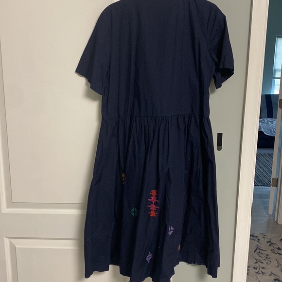 Resume Selma navy embroidered dress with button front size EU 38 or US L - Picture 4 of 5
